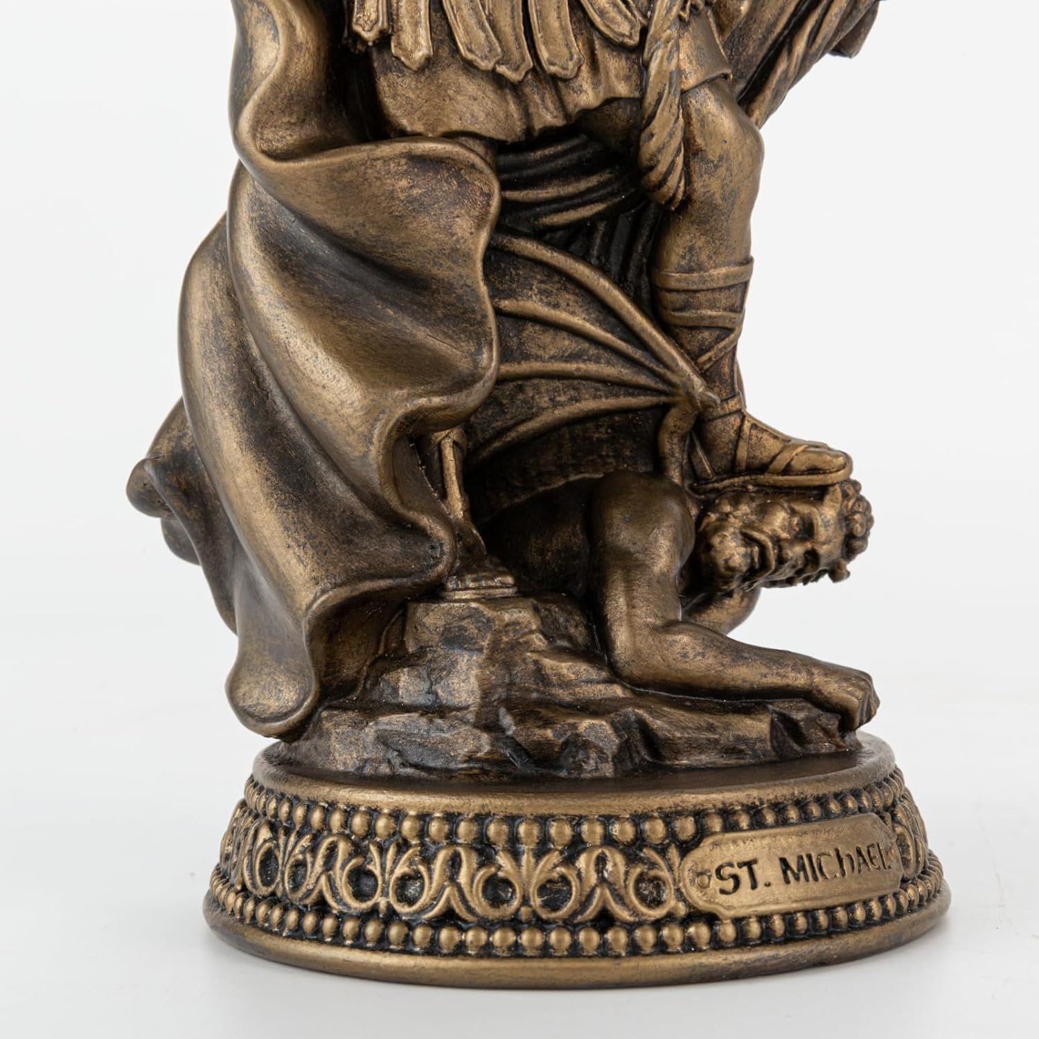 8 H Saint Michael Black Bronze Statue Religious Protection Sculpture