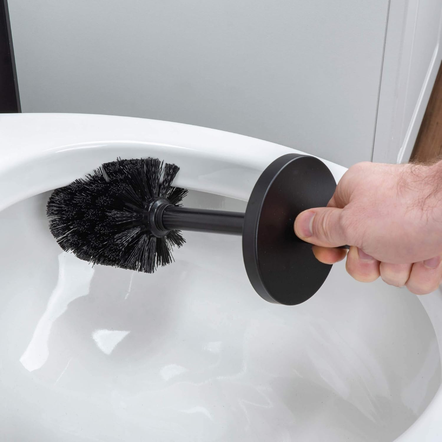 JS Jackson Supplies Sleek Toilet Brush Holder - Matte Black