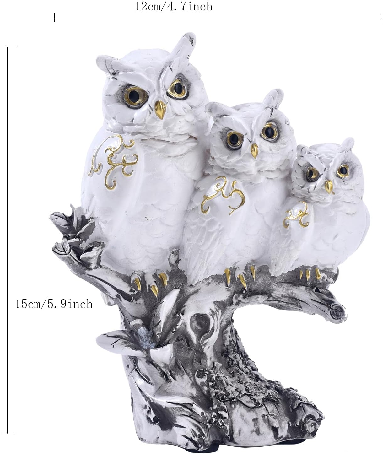 Realistic Family of Three Owls Resin Statue