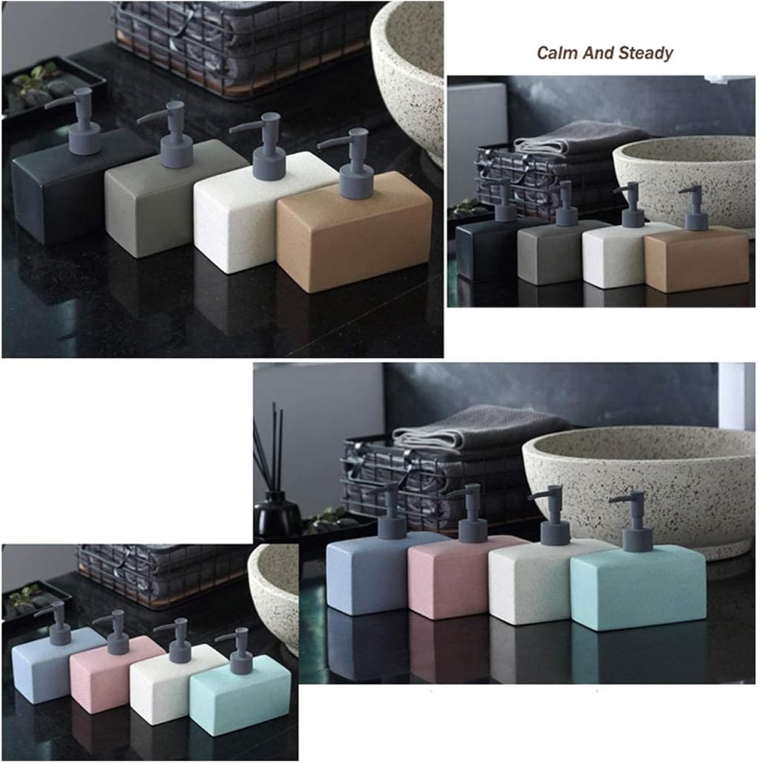Square Soap Dispenser with 500ml Capacity - Ceramic Glass