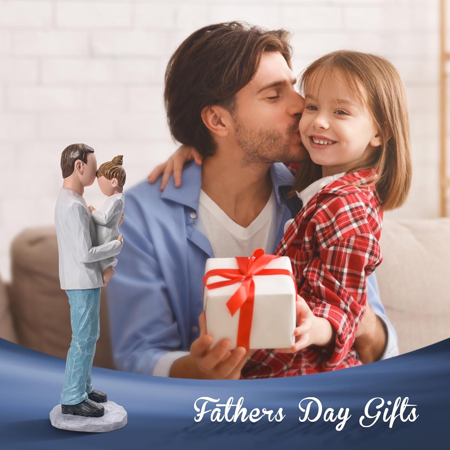 Yuideary Father and Daughter Sculpted Figurines