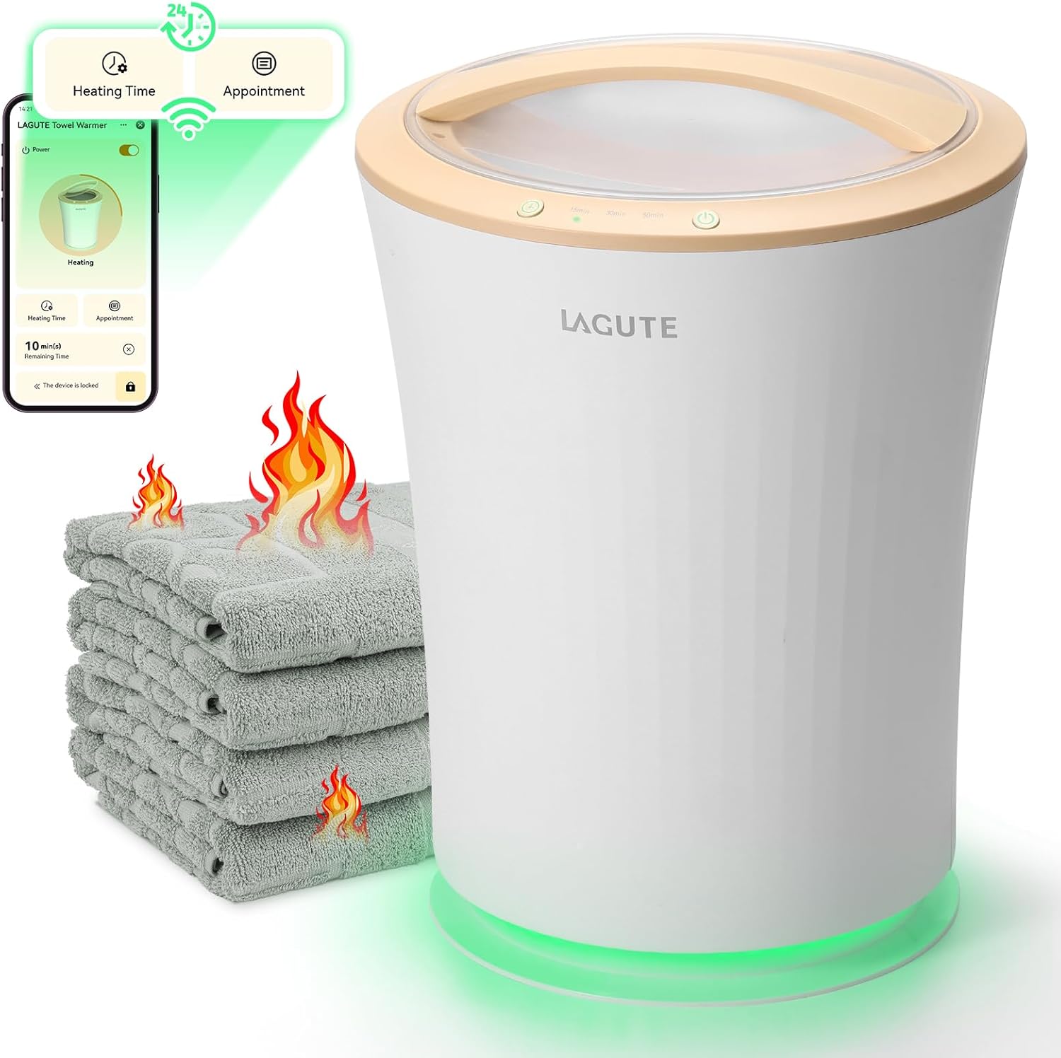Lagute Towel Warmers Bucket with WiFi Control and RGB Light