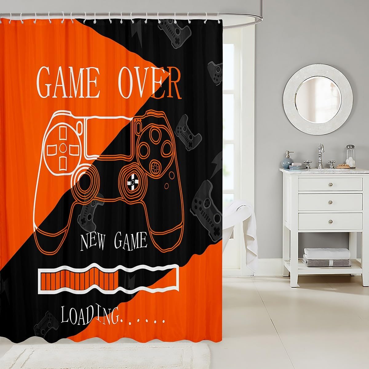Feelyou Kids Gamer Shower Curtain Set 72x78 1