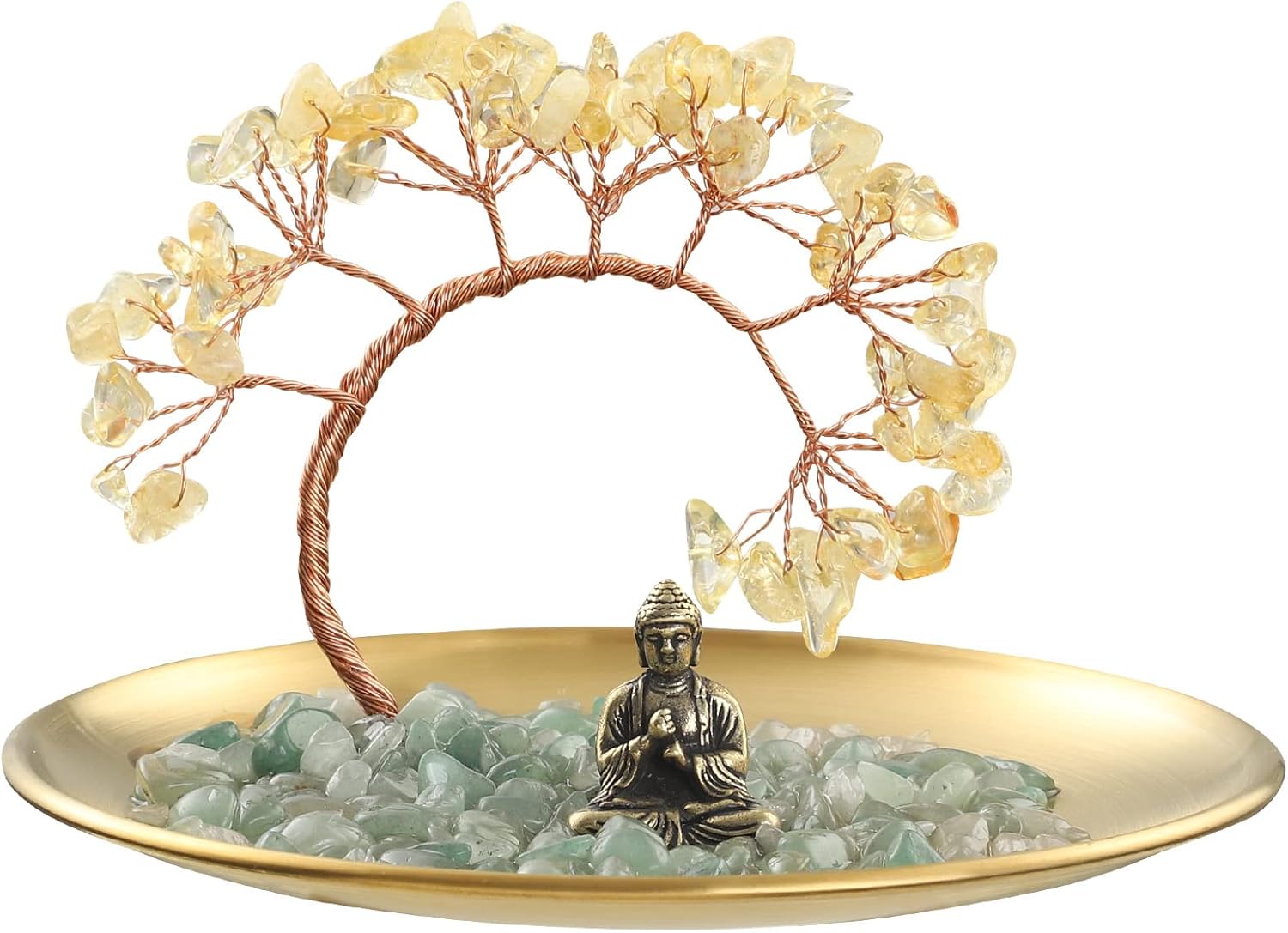 Citrine Crystal Tree Buddha Statue for Wealth and Luck
