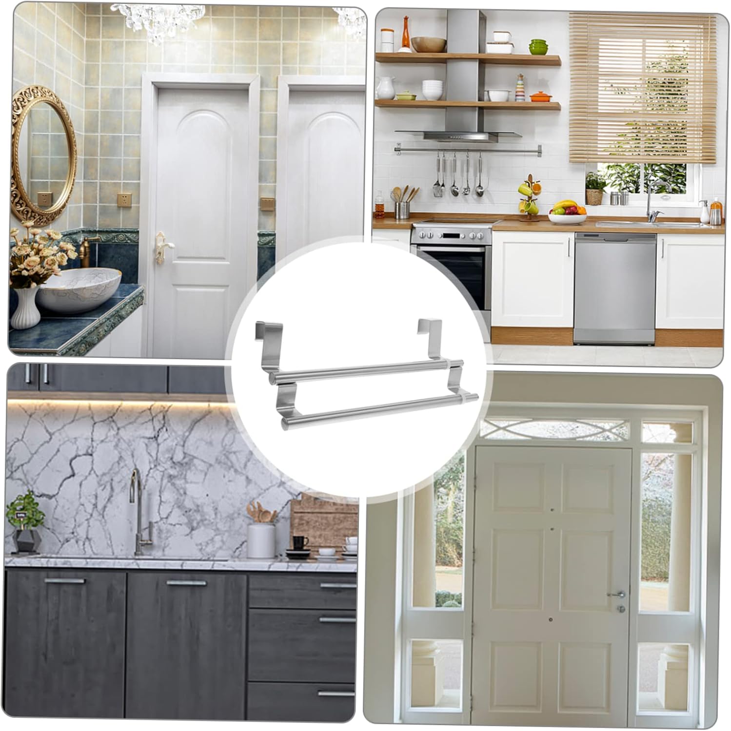 Adjustable Towel Rack for Bathroom with Dual Rod Design