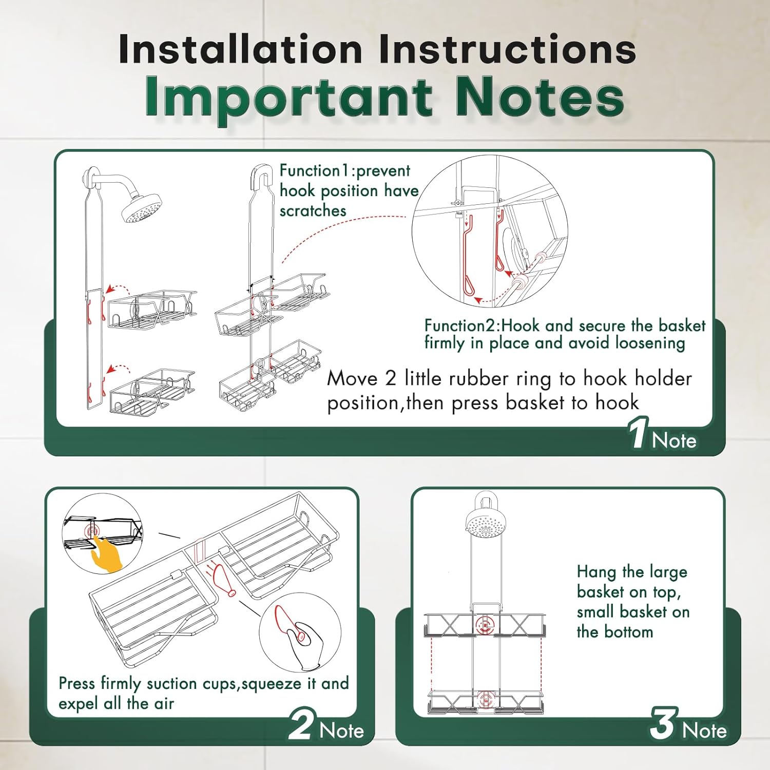 Sewulidon Upgraded Hanging Shower Caddy with Hooks and Storage
