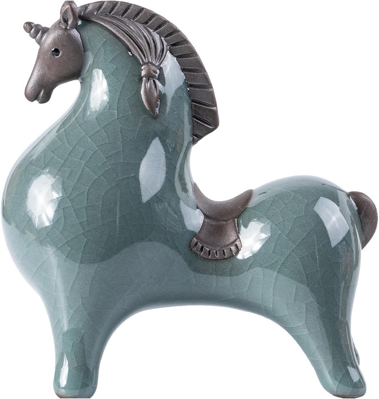 HAOWUJIN Cyan-Blue Horse Sculpture Home Decor