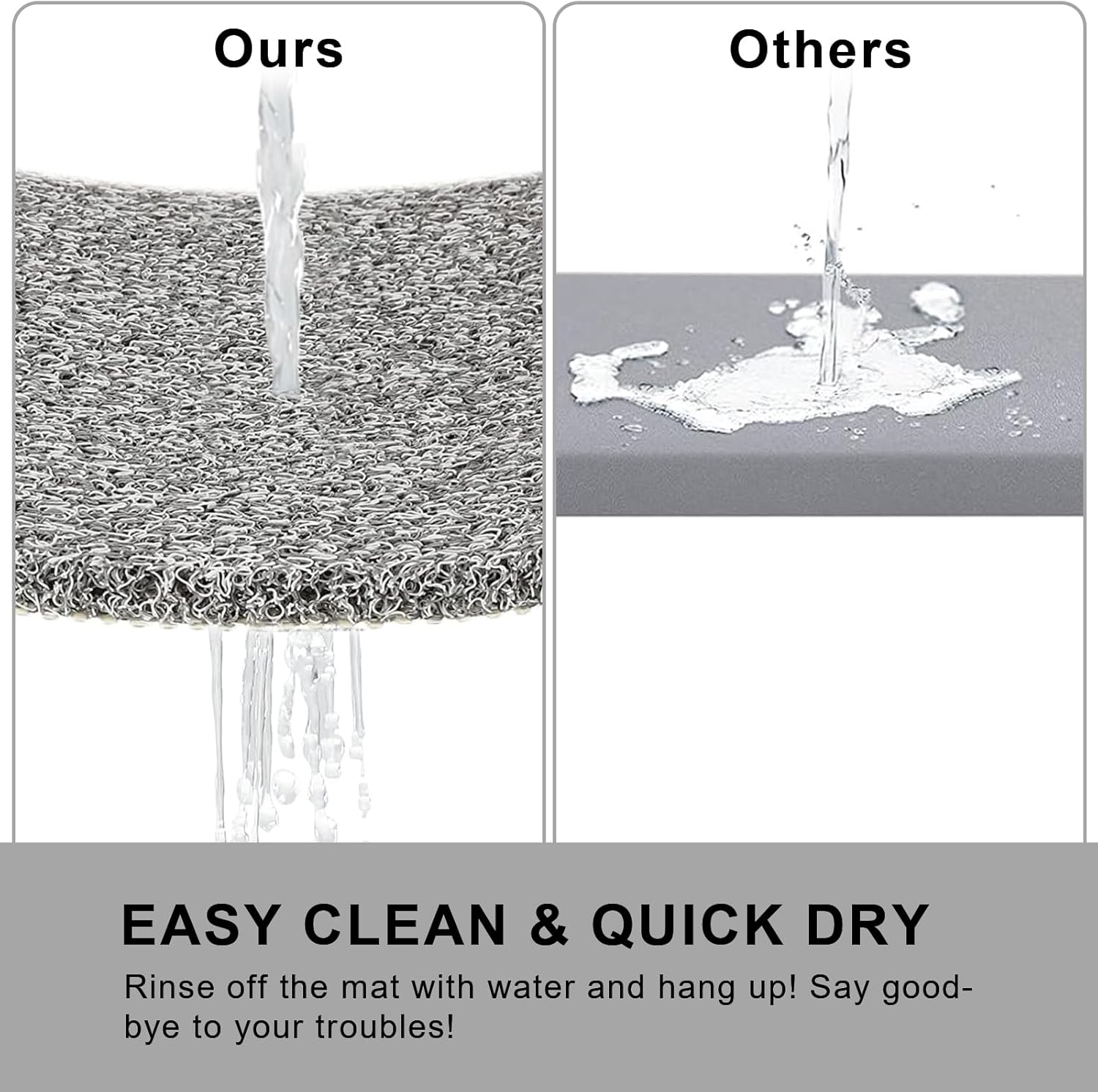 Rzoysia Non-Slip Bath Mat 06 Thick Grey 16x24