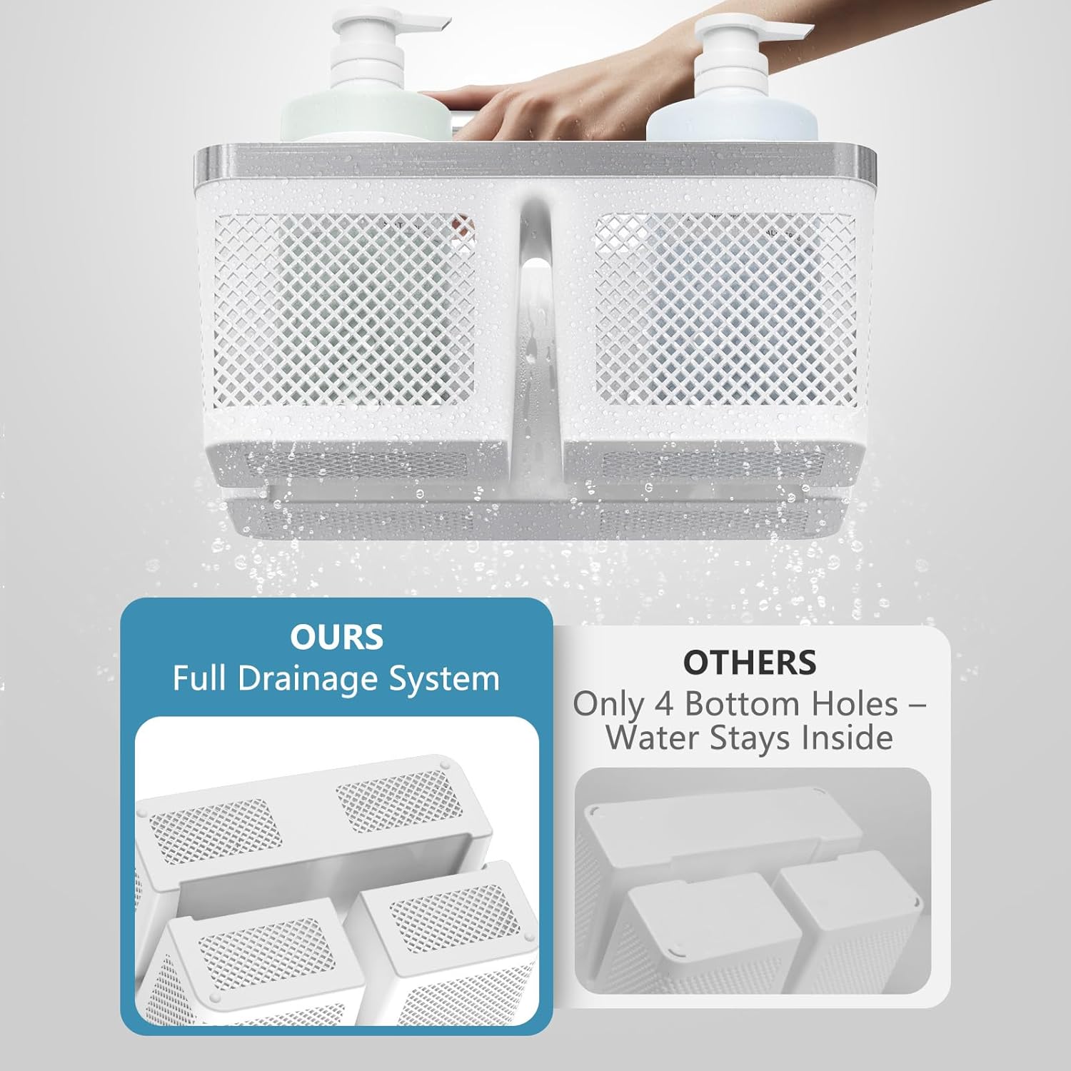 BYUNER Portable Shower Caddy with Handle and Holes