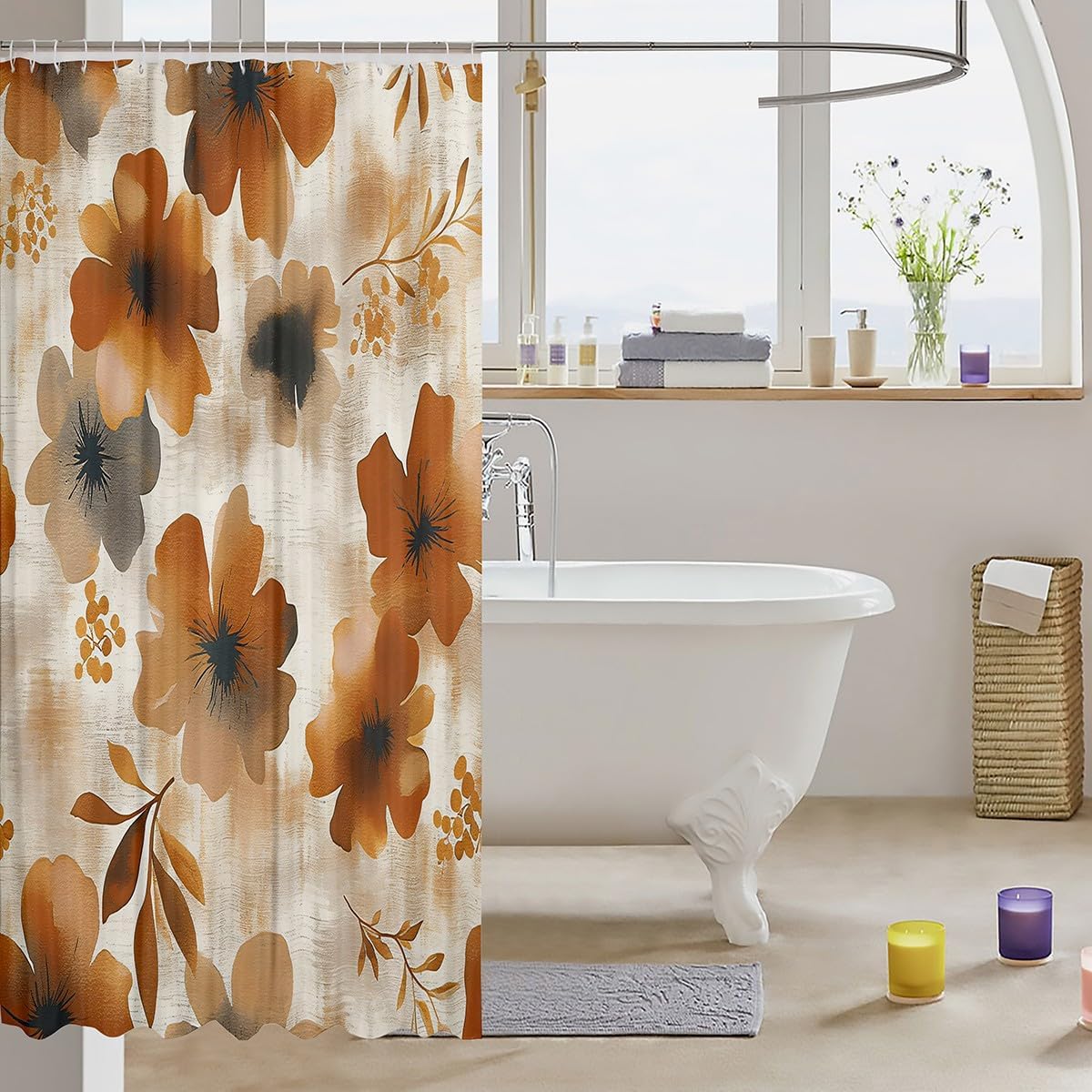 Feelyou 78 L x 72 W Floral Shower Curtain Set