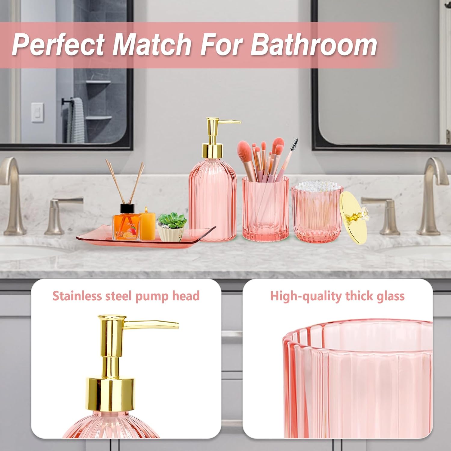 Jenseits Pink Bathroom Accessory Set 4 Pcs