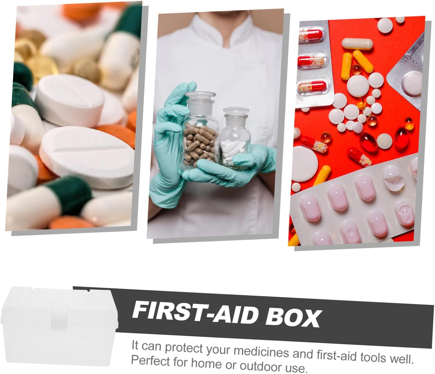 WRITWAA Portable First Aid Box with Handle and Buckle Design