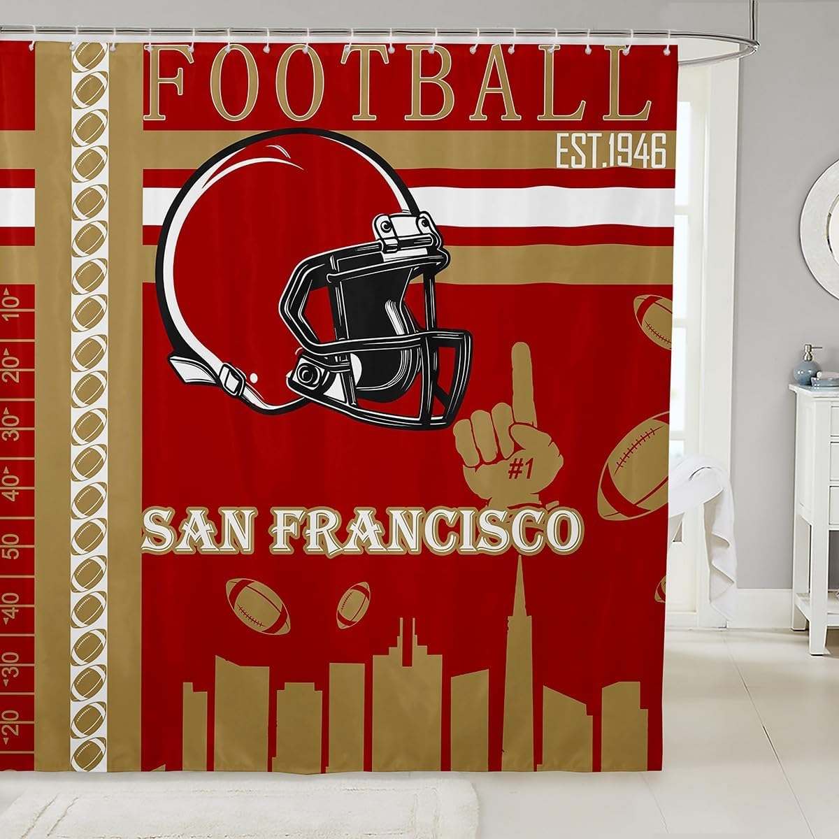 Feelyou Football Football Theme Shower Curtain Set 72x84