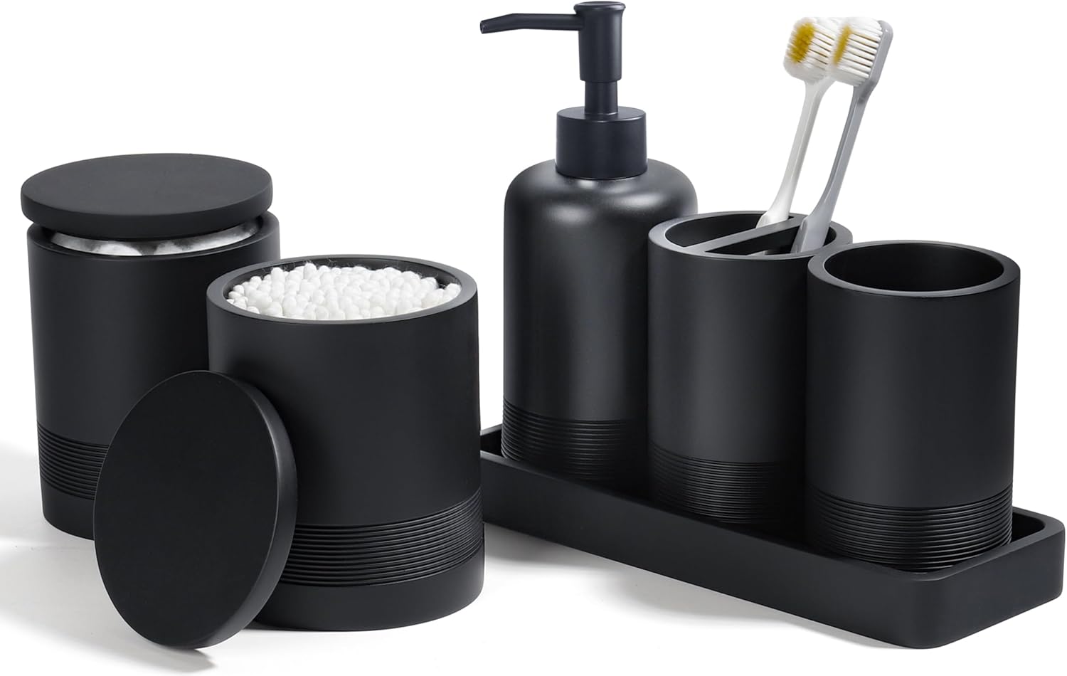 Modern Matte Black Bathroom Accessories Set 6-Piece