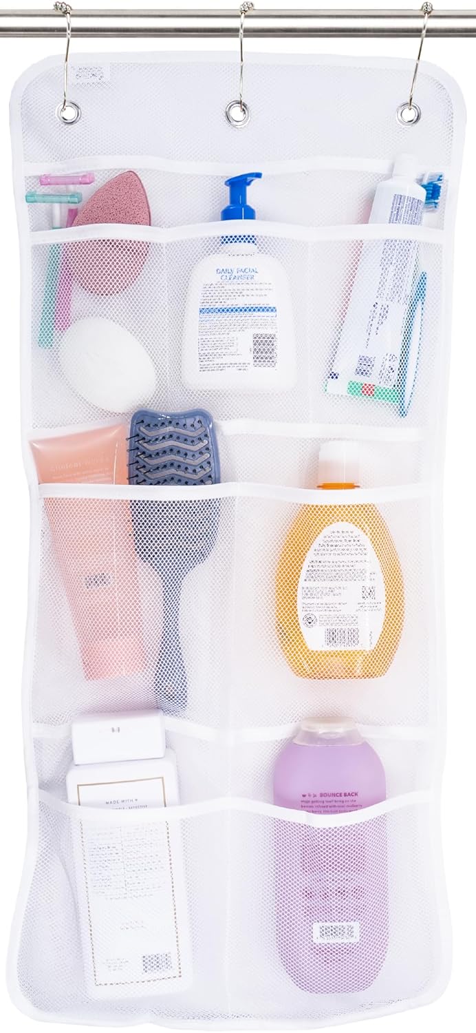 ST INC Shower Organizer with 7 Pockets 14x30 Inch White