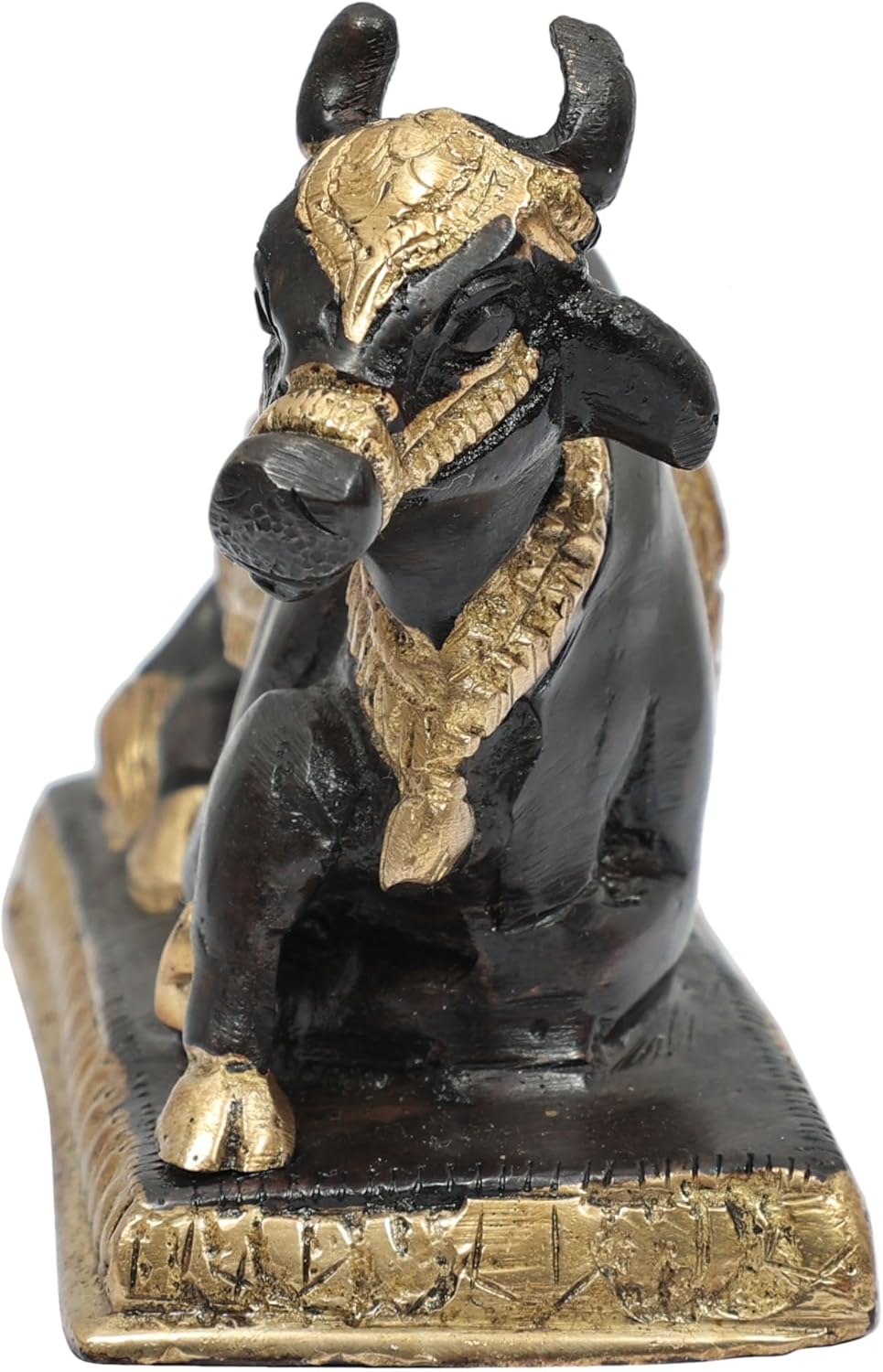 Exotic India Brass Nandi Cow Statue - 4 Inch Vahana of Lord Shiva
