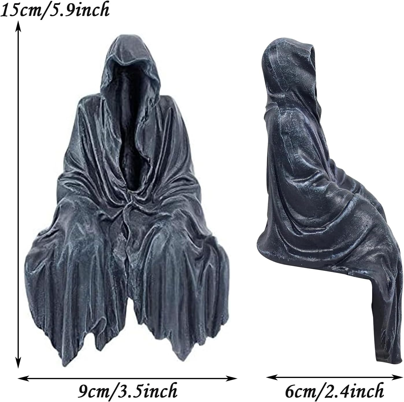 Grim Reaper Statue Bookshelf Decor Halloween Gothic Figurine