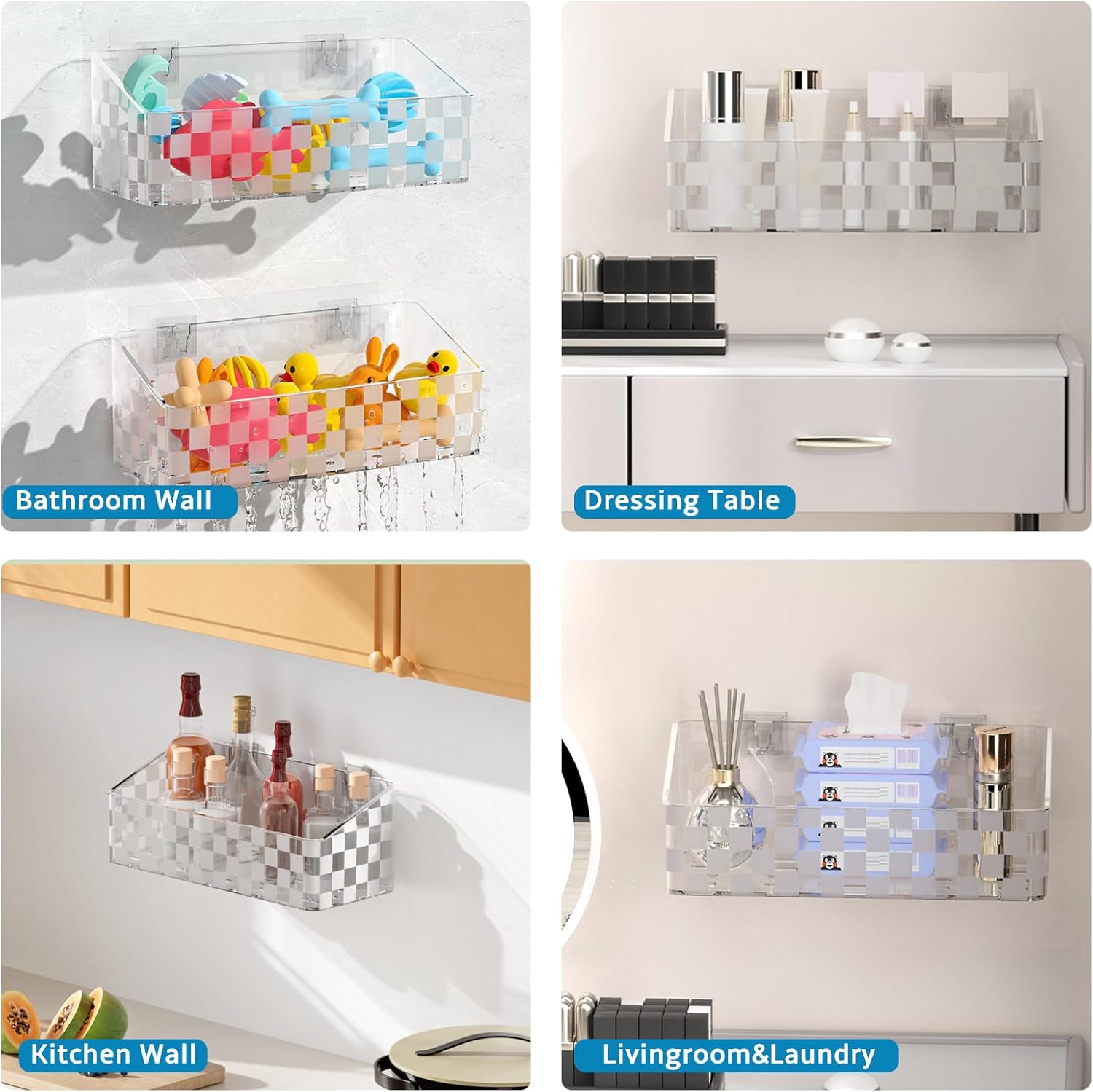 Natheeph 2 Pack Clear Shower Caddy for Bath Toys and Essentials