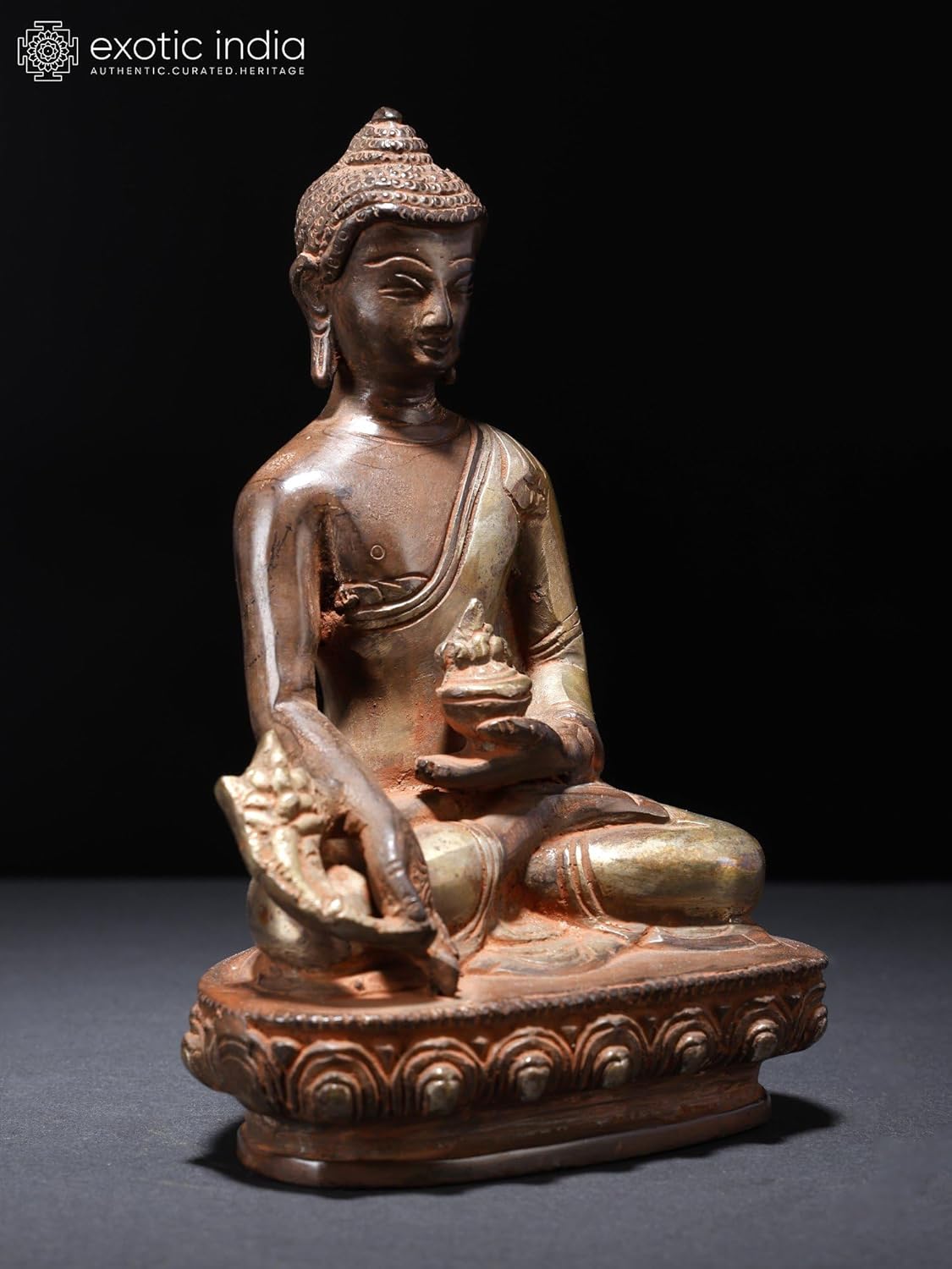 Exotic India Medicine Buddha Brass Statue 7 Inch