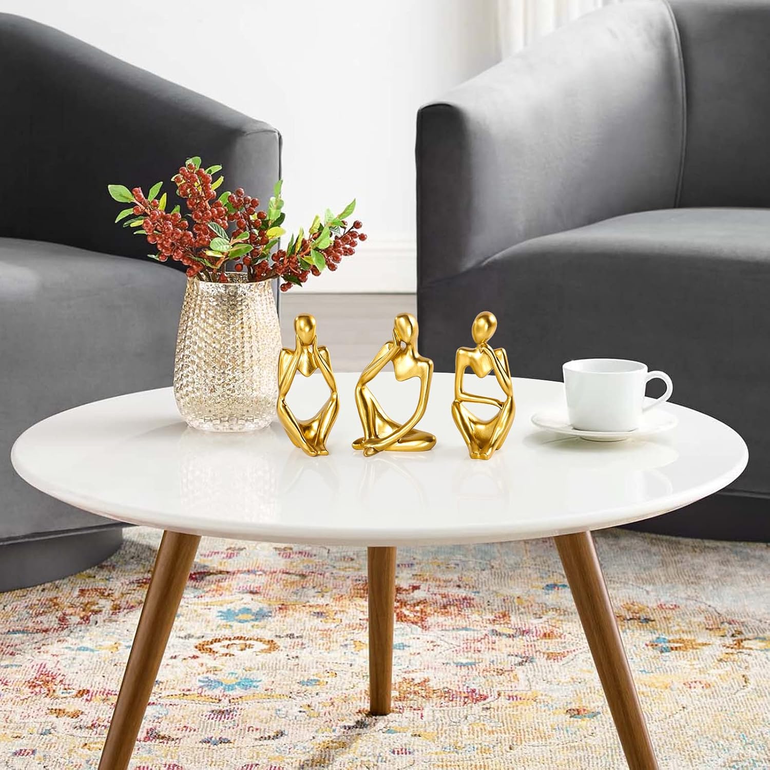 Abstract Thinker Statue Gold Resin Home Decor
