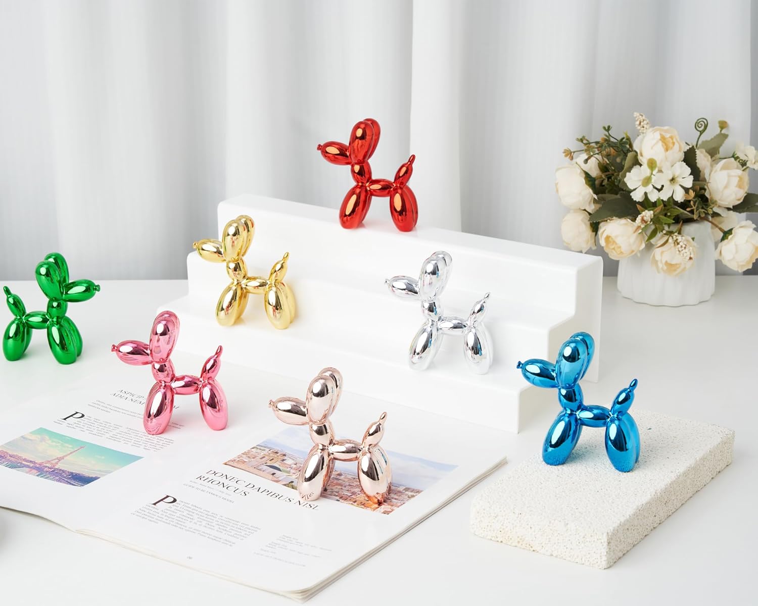4 Inch Balloon Dog Statue - Vibrant Orange Decor