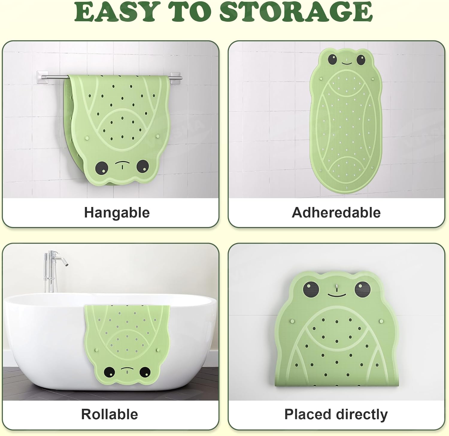 VIASHA Baby Bath Mat with Suction Cups and Frog Design