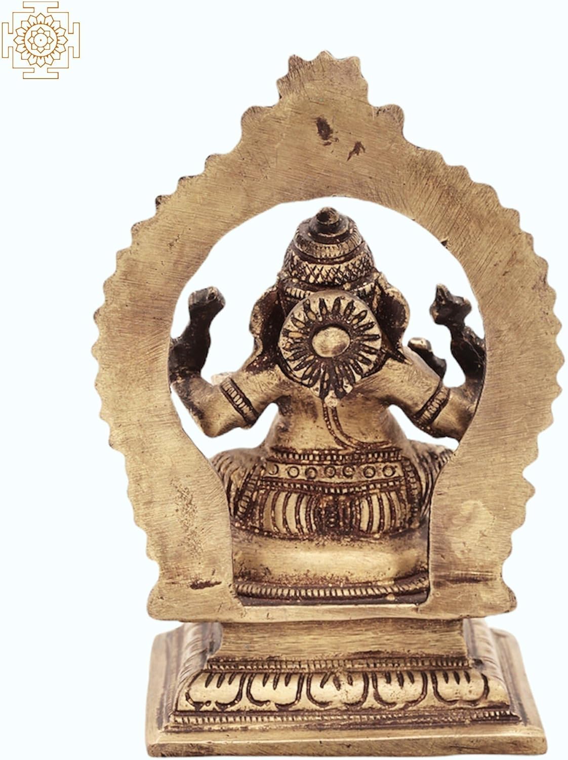 4-Inch Brass Ganesha Statue with Aureole Pooja Idol