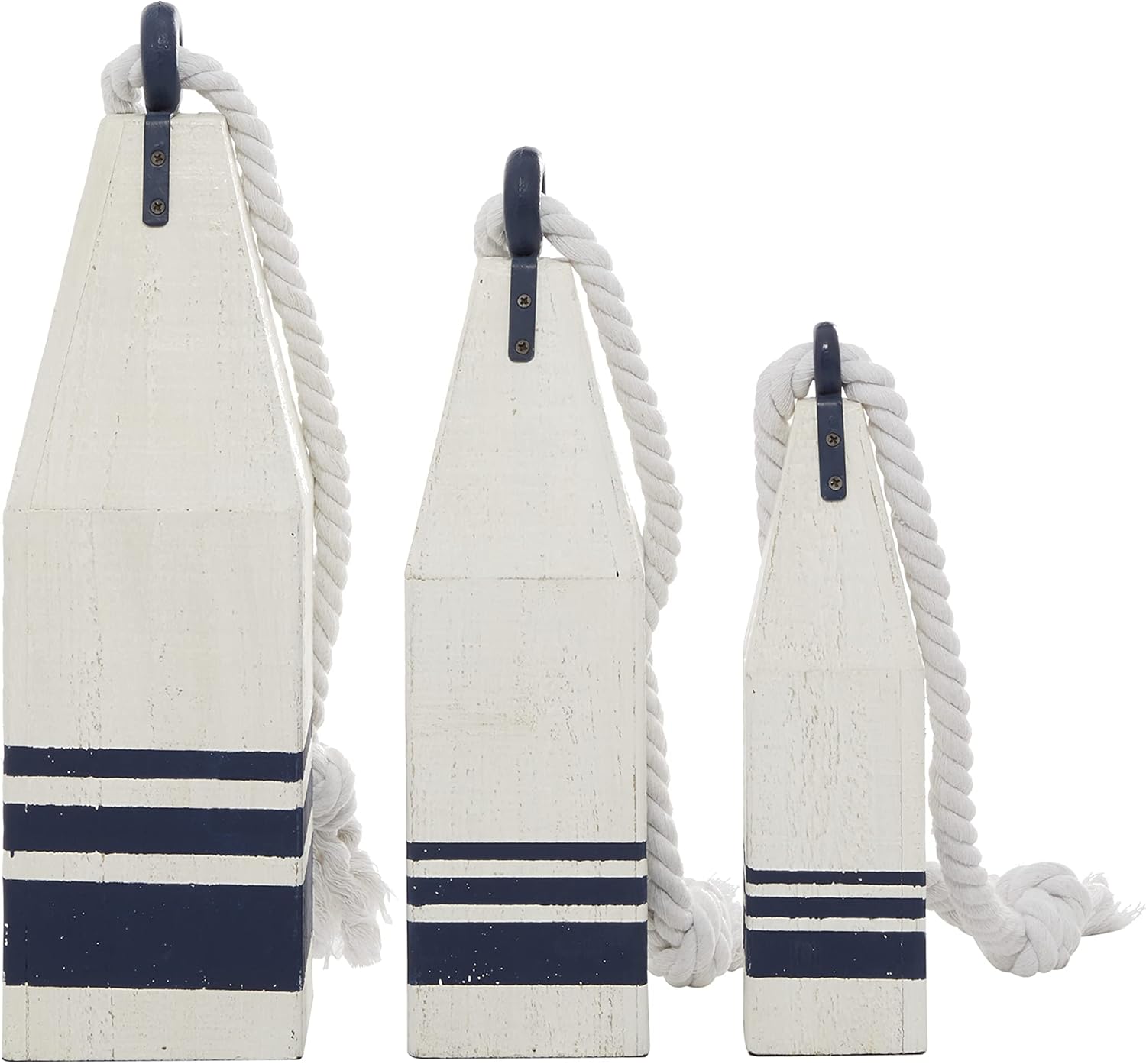 Deco 79 Coastal Wood Buoy Sculptures Set of 3 1