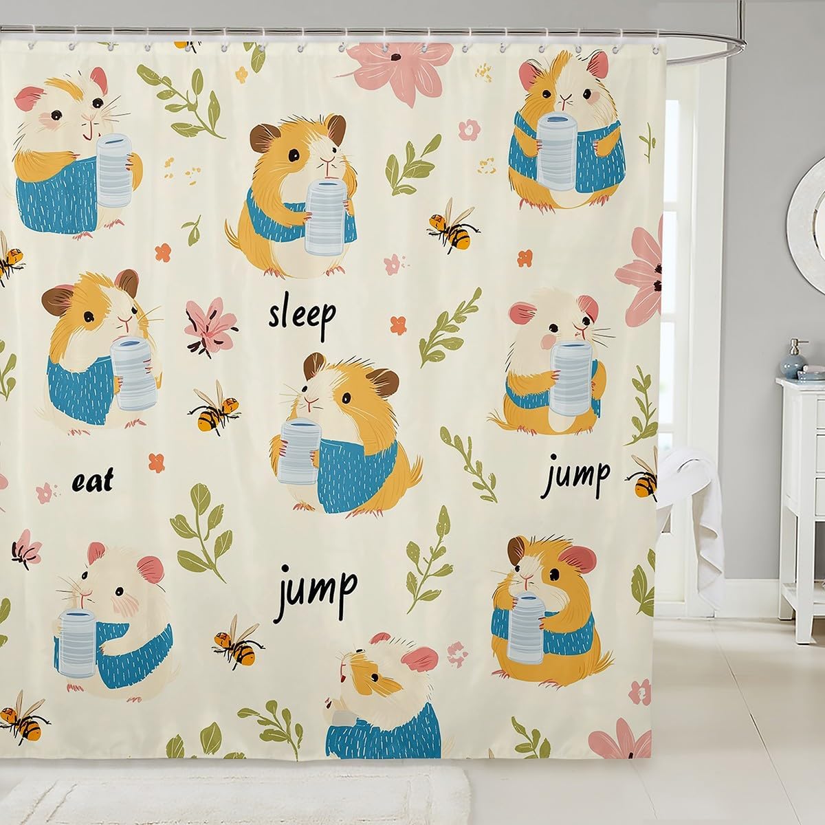 Feelyou Guinea Pig Shower Curtain Set 72x72 Beige