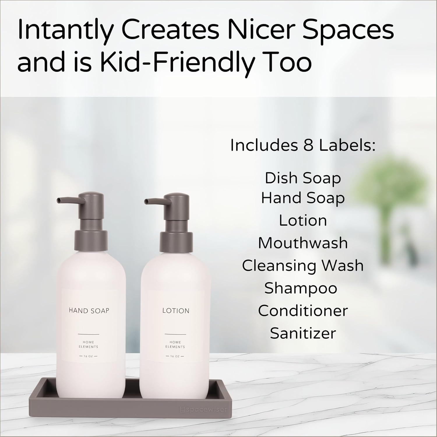 Spacewiser ShatterFree Soap Dispenser Set with Pump and Tray