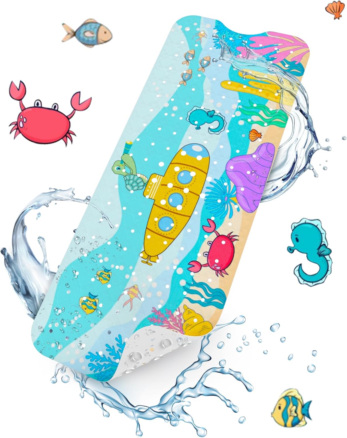 HITSLAM Baby Bath Mat with Suction Cups and Drain Holes