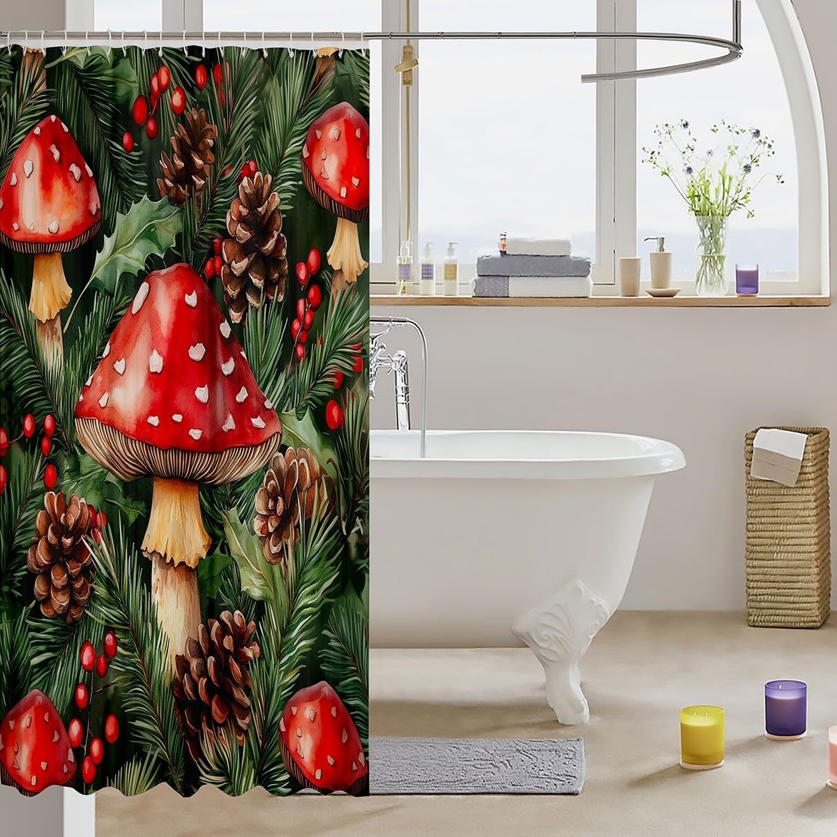 Feelyou Wild Mushroom Stuff Bath Curtain Set