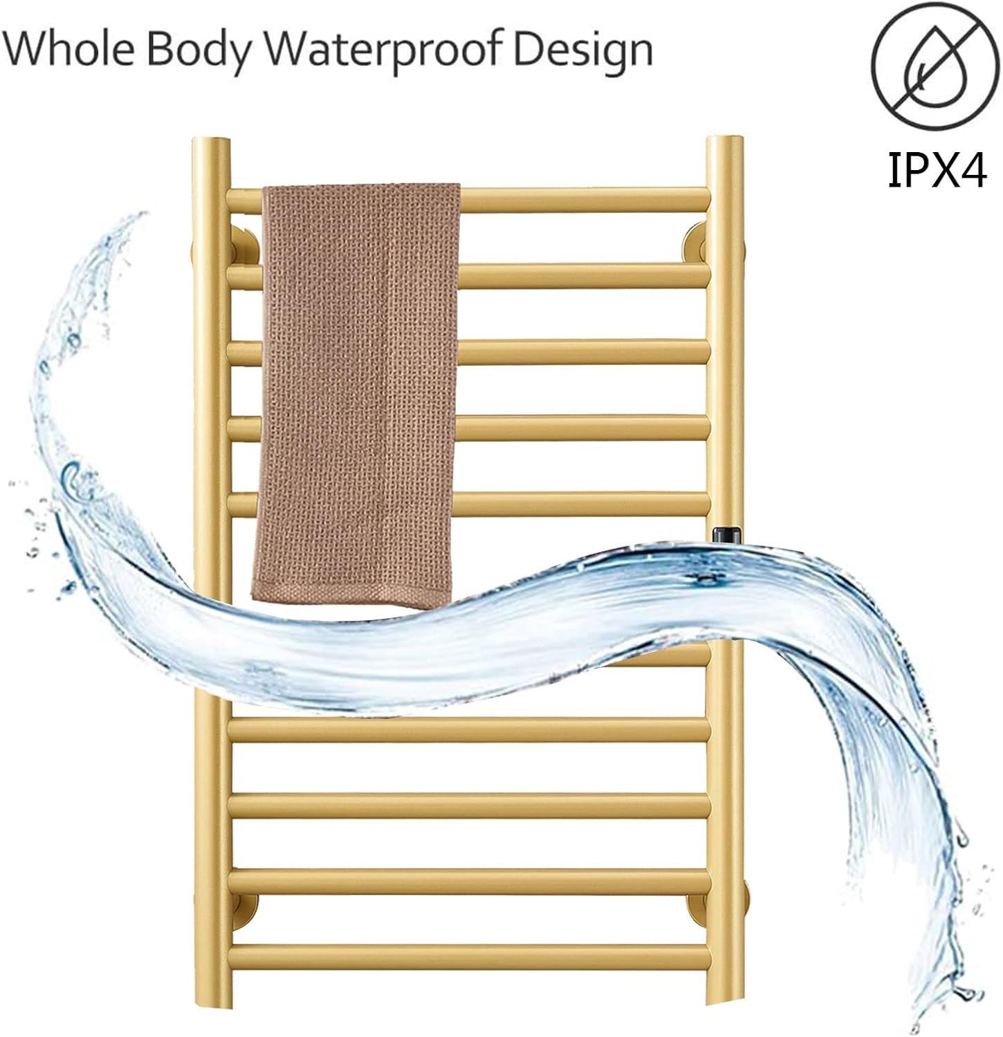 Gold Heated Towel Warmer with Built-In Timer