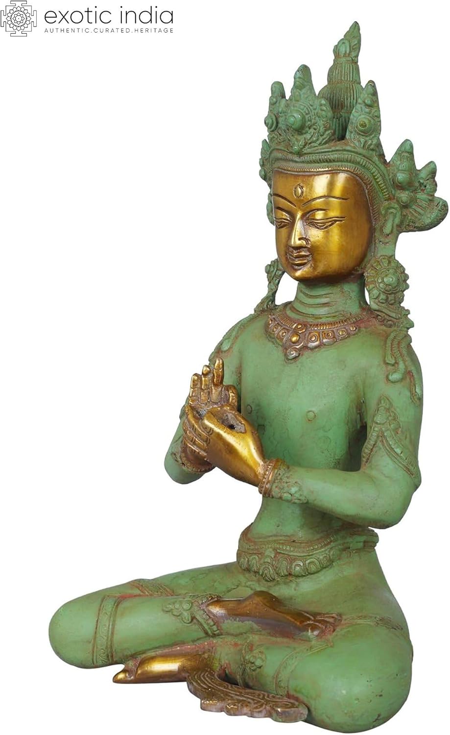 Vairocana Buddha Brass Statue - 10 Inch Home Dcor Showpiece