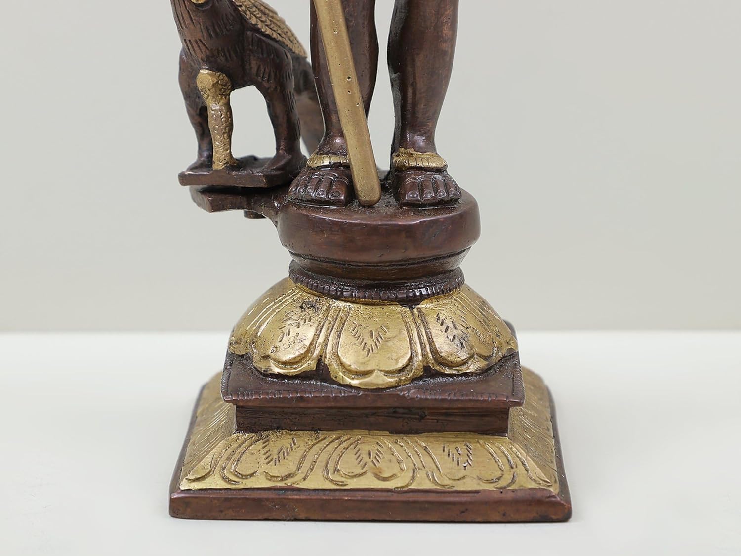 10 Inch Lord Karttikeya Brass Statue with Peacock 1