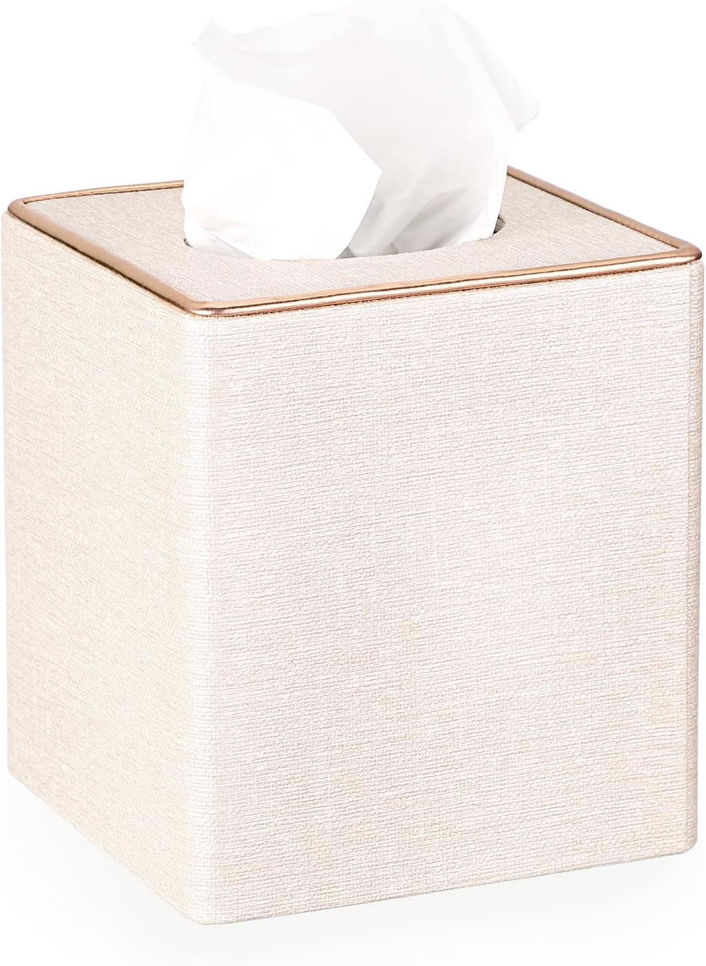 Sumnacon Square Linen Tissue Box Cover - Magnetic Bottom Beige