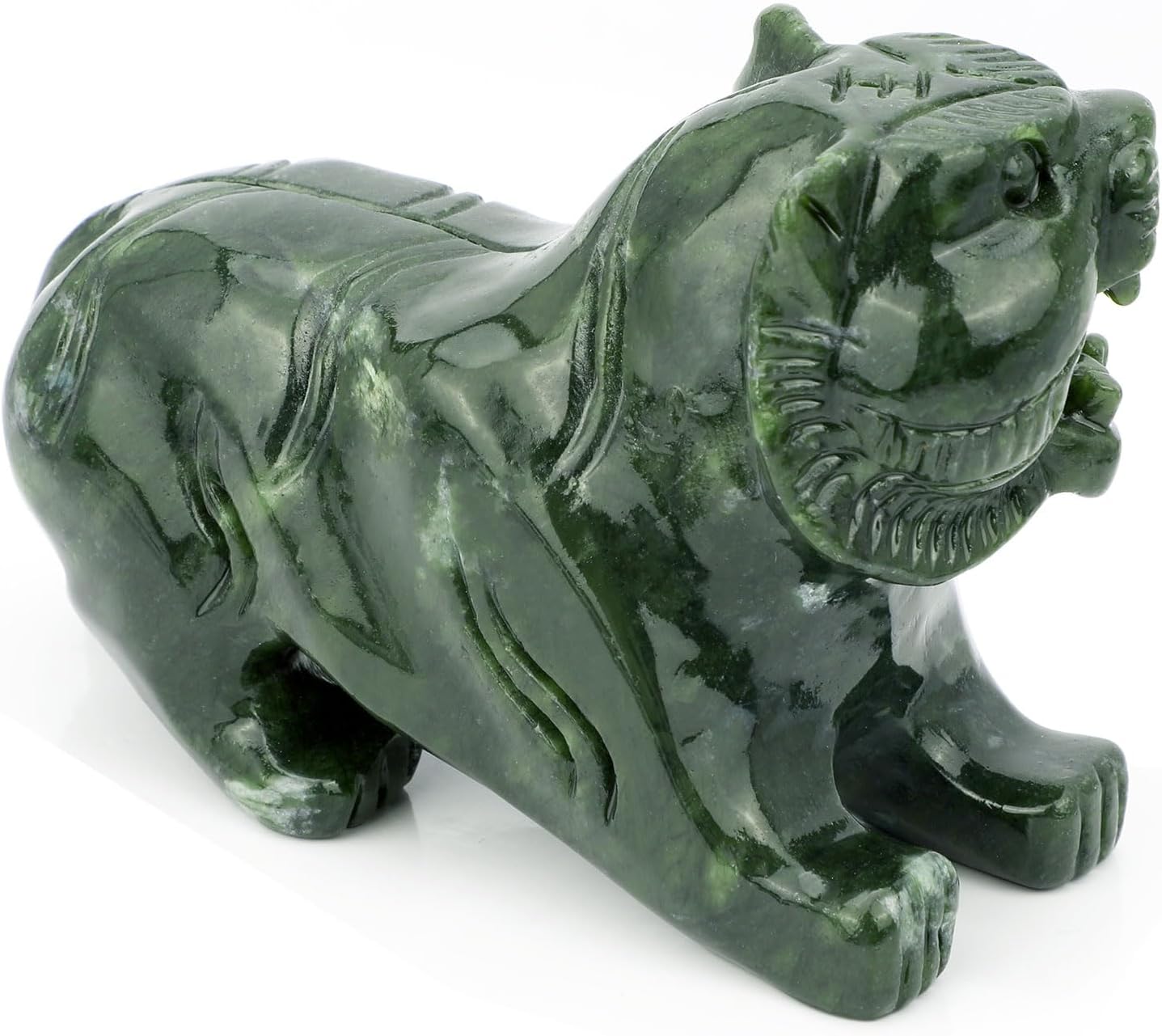 Gemshan Handmade Jade Tiger Statue - Unique Home Decor Figurine