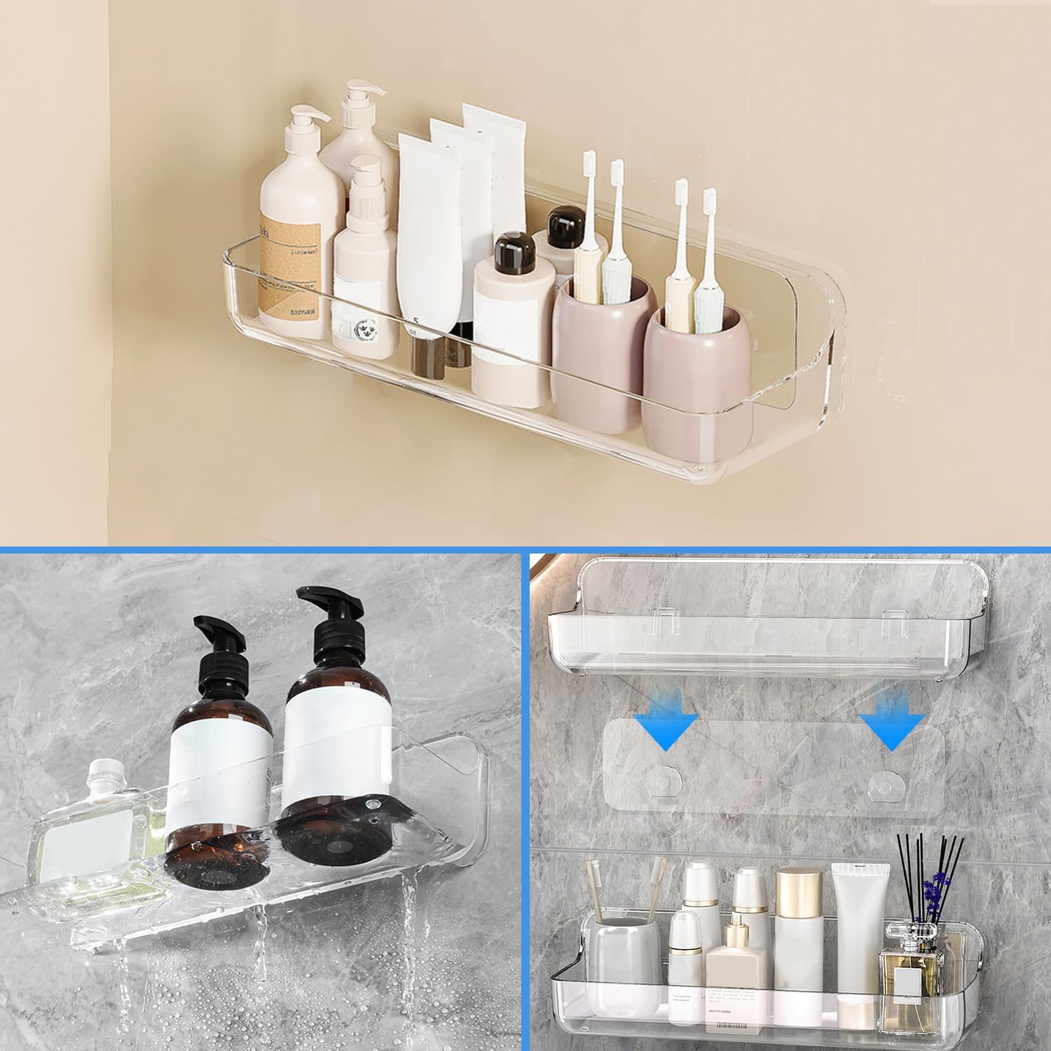 2pc Acrylic Wall Mount Organizer with Self Adhesive Tape