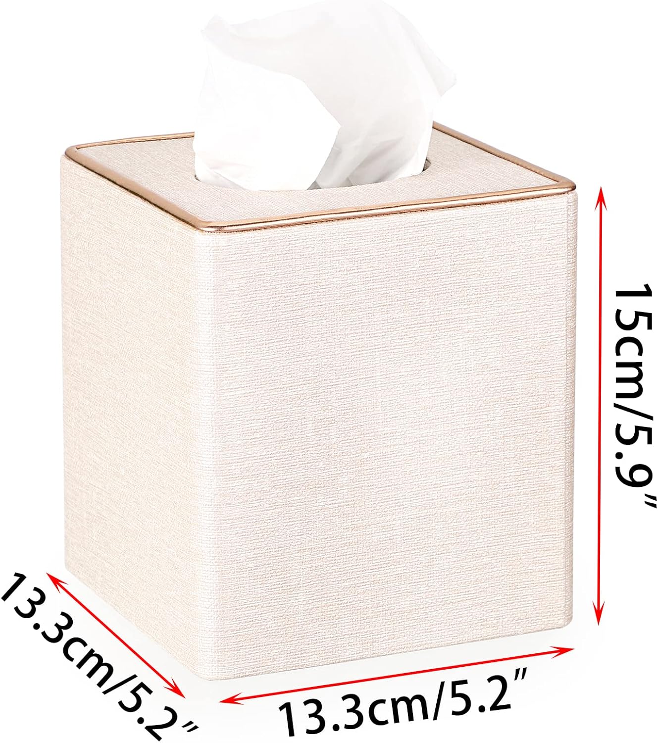 Sumnacon Square Linen Tissue Box Cover - Magnetic Bottom Beige