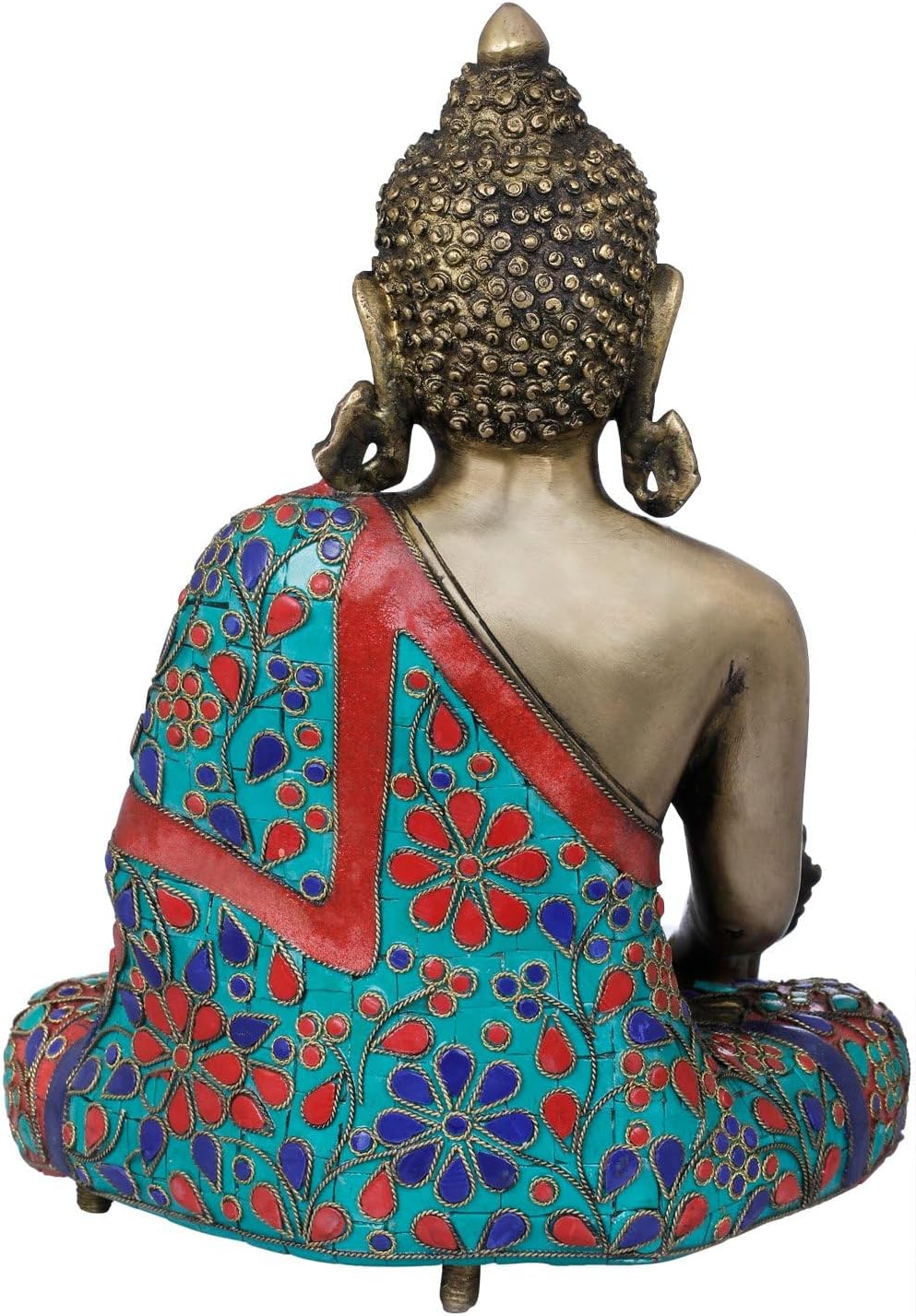 Exotic India 11 Inch Buddha Brass Statue - Handmade Meditation Idol
