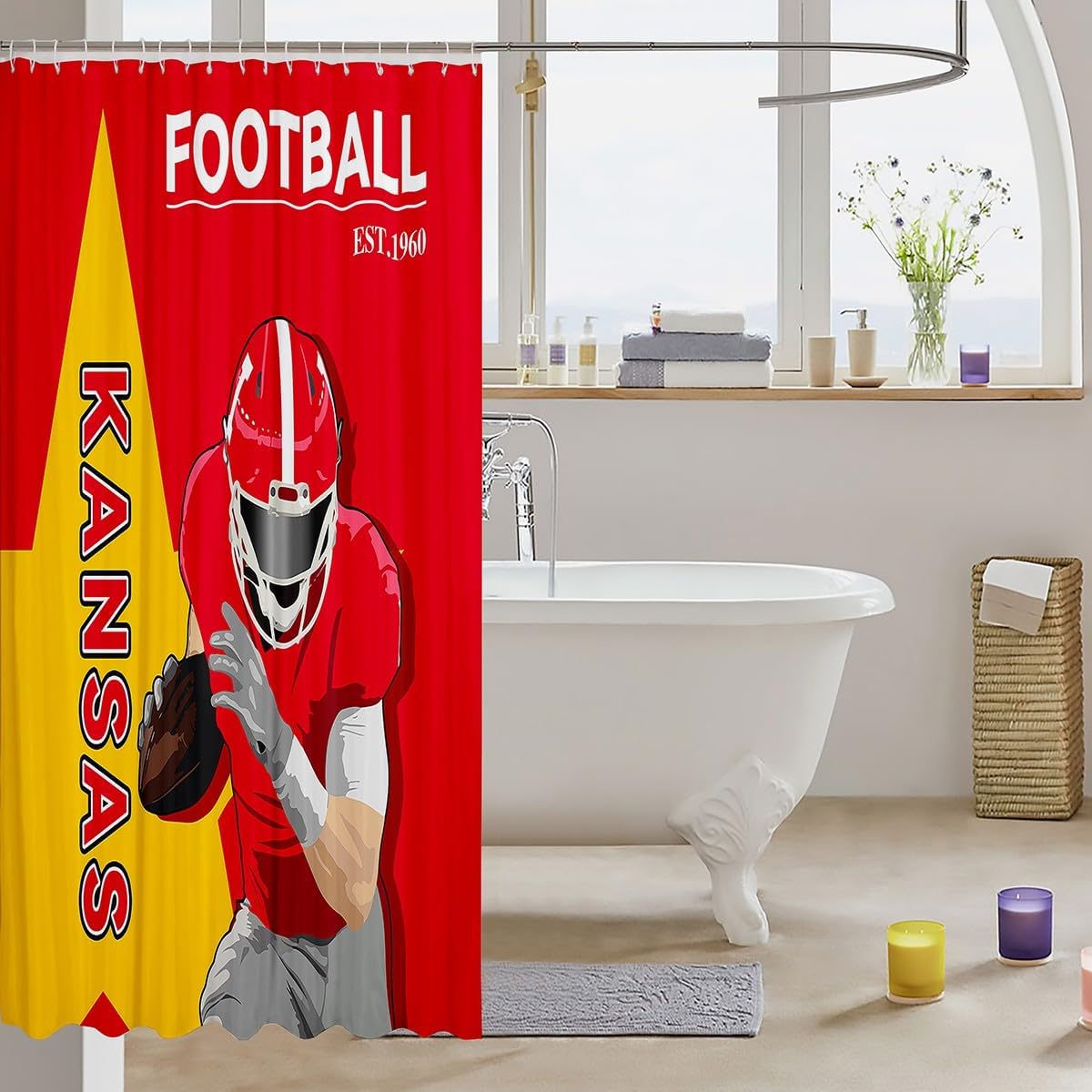 Feelyou Football Bath Curtain Set 72x84