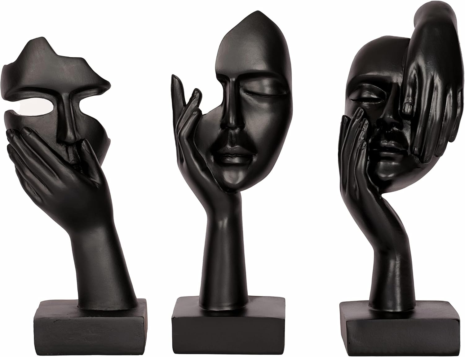 3 Piece Thinker Statue Black Resin Home Decor