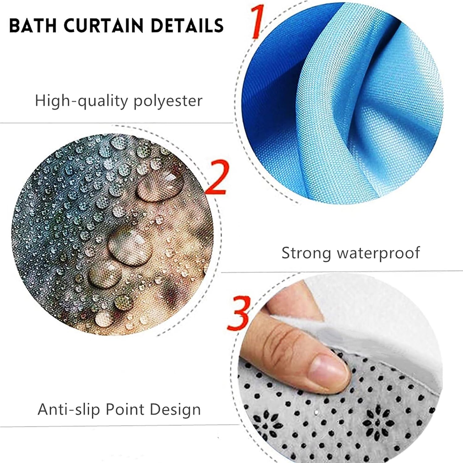 Chrainy 4Pcs Summer Beach Bathroom Set with Non-Slip Rugs and 12 Hooks
