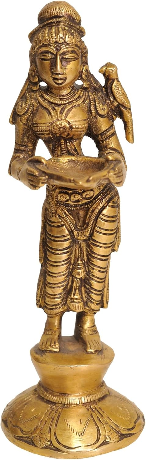 Brass Deeplakshmi Statue 65 Inch Religious Home Decor 1