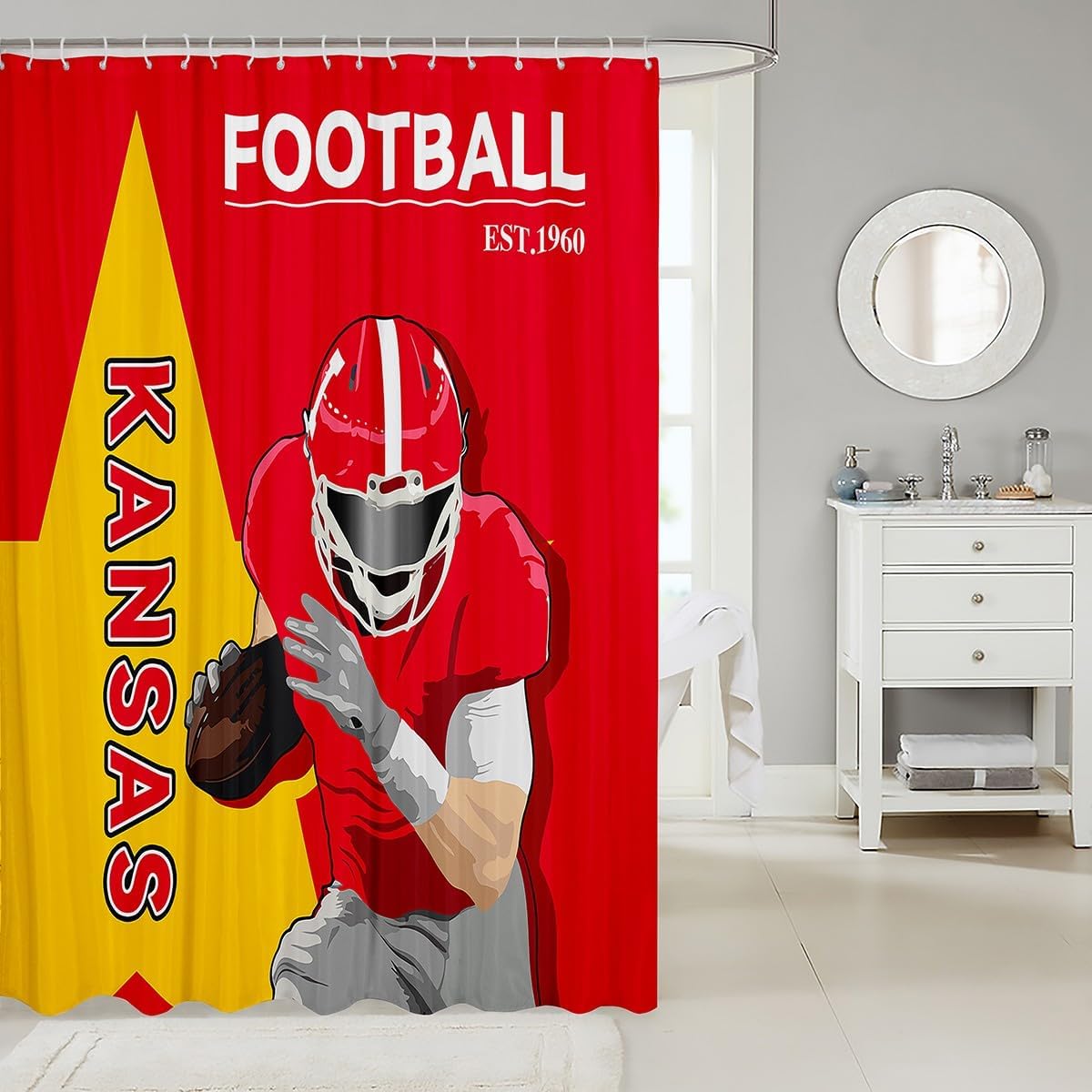 Feelyou Football Bath Curtain Set 72x84