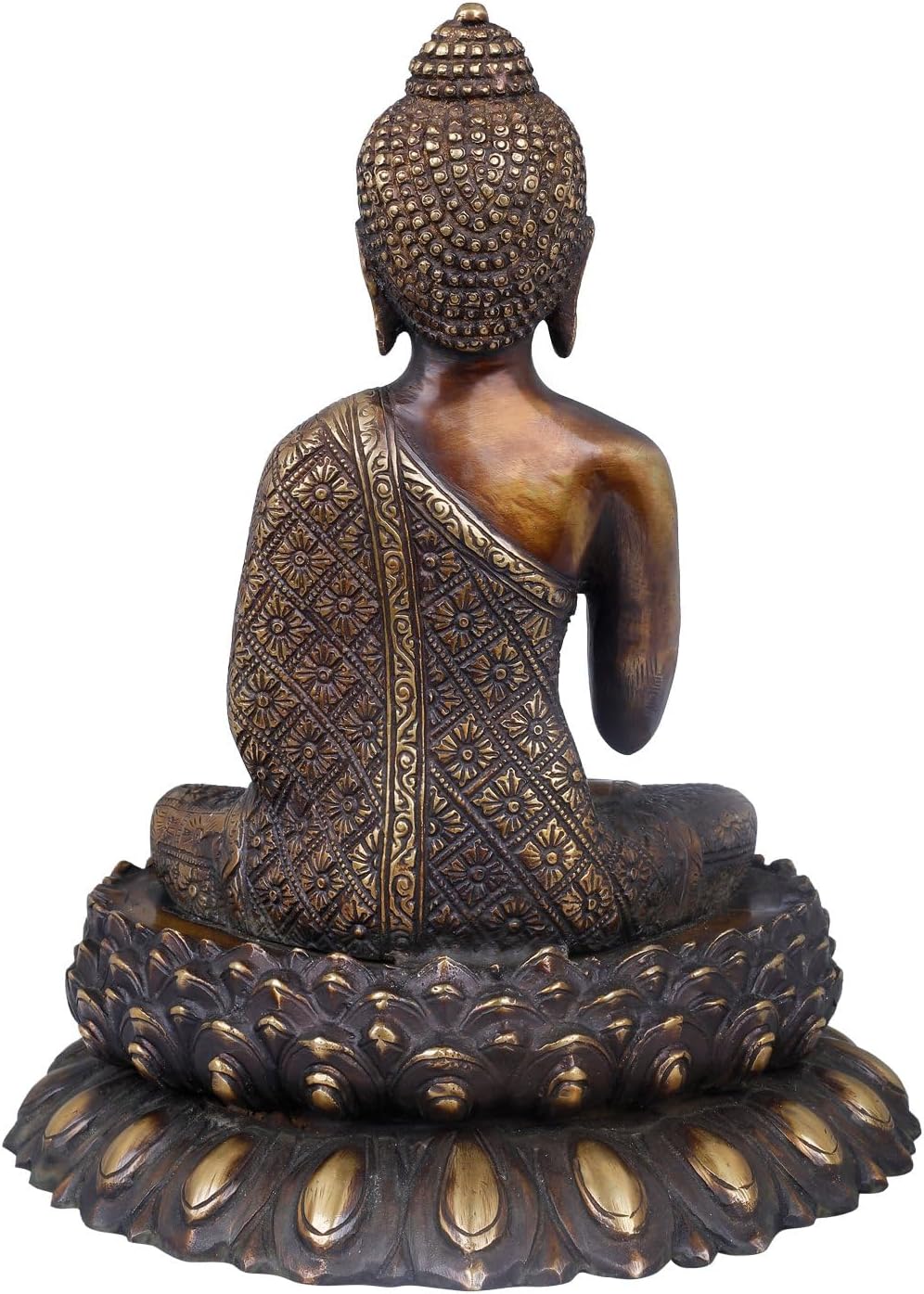 Buddha Brass Statue 11 Inch Vitarka Mudra Lotus Pedestal 1