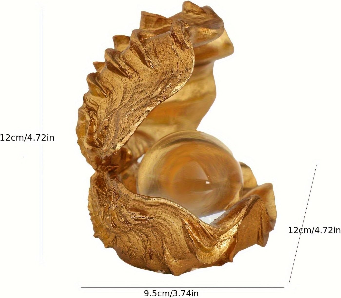 Zonsuli Gold Pearl Oyster Sculpture Handmade Shell Statue