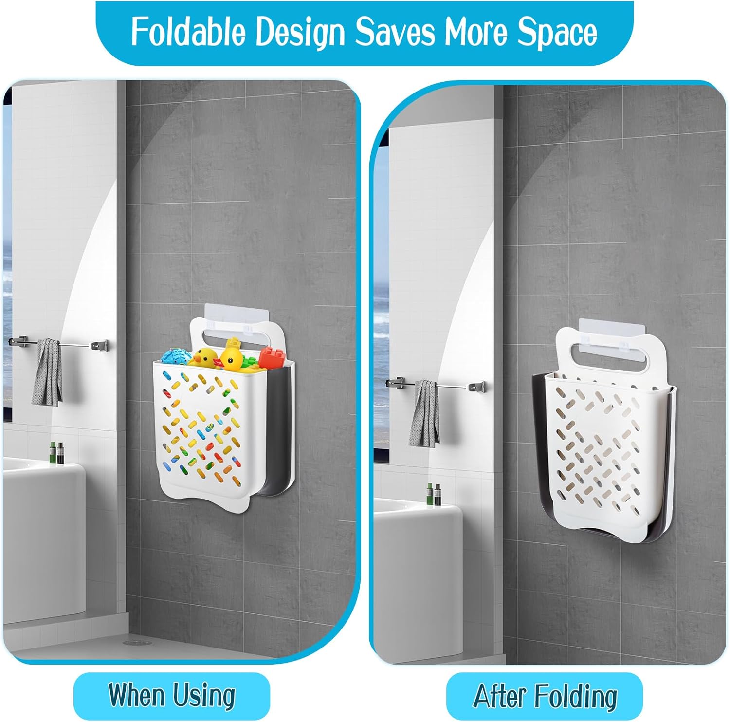 Wensdr Foldable Bath Toy Storage Organizer White