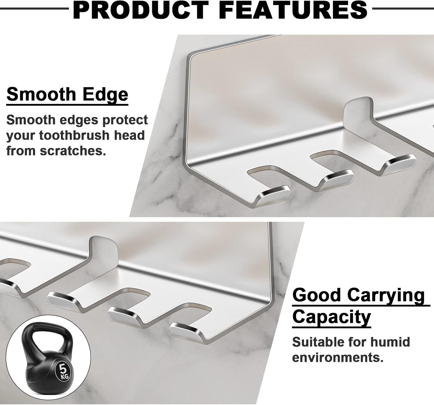 Electric Toothbrush Holder - 5 Slots SUS304 Stainless Steel Wall Mounted