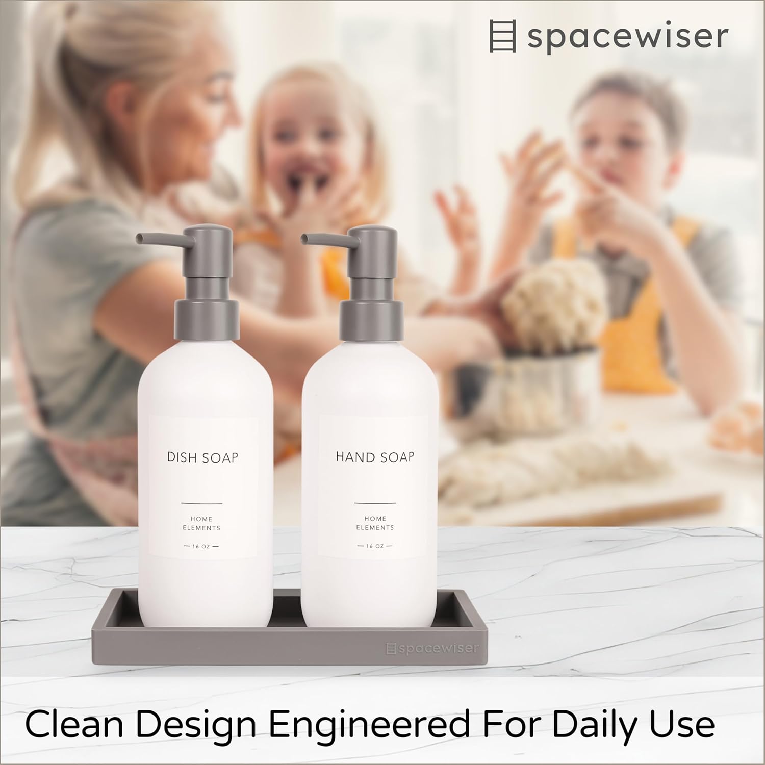 Spacewiser ShatterFree Soap Dispenser Set with Pump and Tray